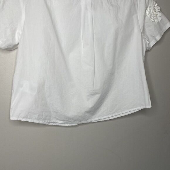 J.CREW Collection Top Women 4 Floral Appliques Button Up NEW Cropped White CC241 - Picture 11 of 16